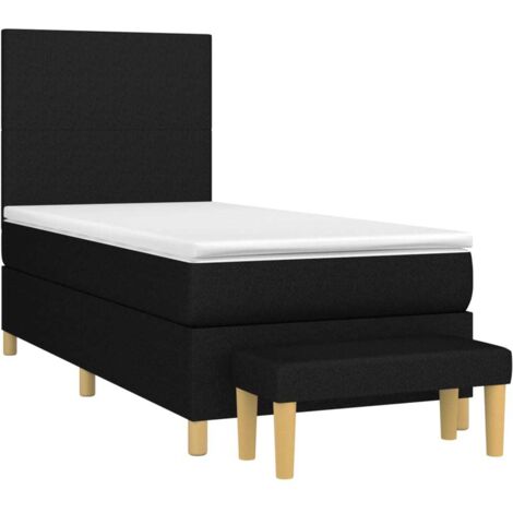 Sommier à lattes de lit avec matelas Noir 90x190 cm Tissu vidaXL (1/5)
