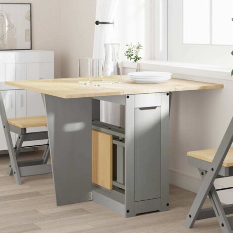 Vidaxl – Table extensible papillon en bois de pin gris – Pliable et extensible – Rangement compact – 6 places – Design moderne