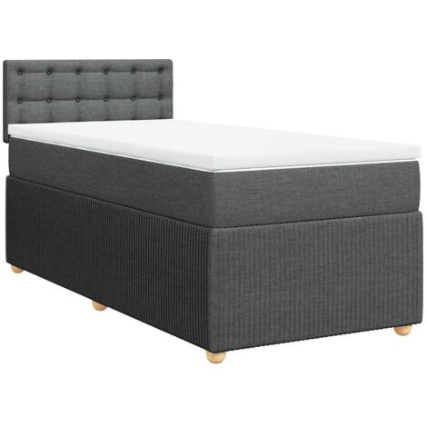 Sommier à lattes de lit avec matelas Gris foncé 100x200cm Tissu vidaXL (1/5)