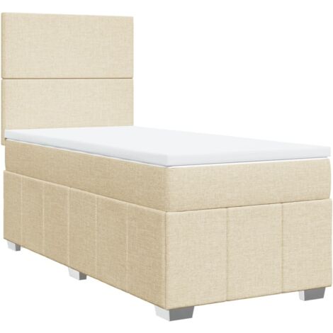 Sommier à lattes de lit et matelas Crème 90x190 cm Tissu vidaXL (1/5)