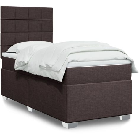 vidaXL Sommier à lattes de lit avec matelas Marron foncé 100x200 cm (1/5)