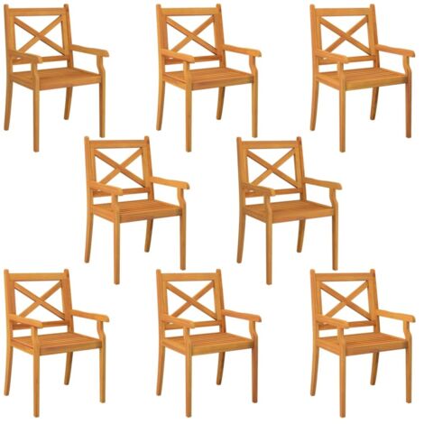 Chaises à manger d'extérieur lot de 8 Bois d'acacia massif vidaXL (1/5)