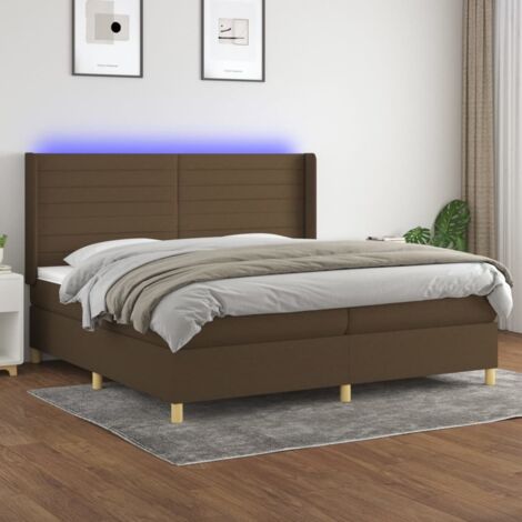 vidaXL Sommier à lattes de lit matelas et LED Marron foncé 200x200 cm (1/5)