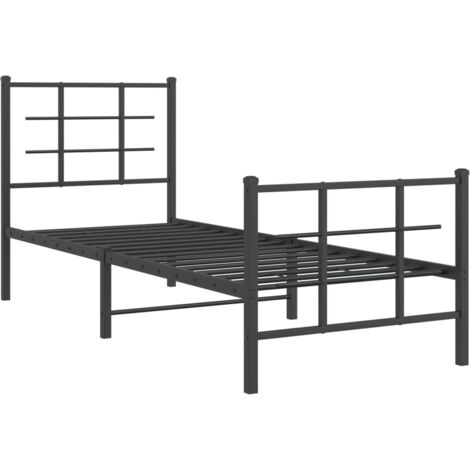 Cadre de lit métal sans matelas avec pied de lit noir 75x190 cm vidaXL (1/5)