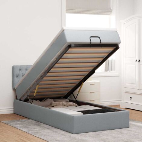 vidaXL Lit ottoman avec matelas et LED Gris clair 80x200cm tissu (1/5)