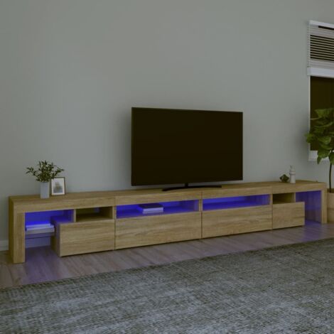 Meuble TV avec lumières LED Chêne sonoma 290x36,5x40 cm vidaXL