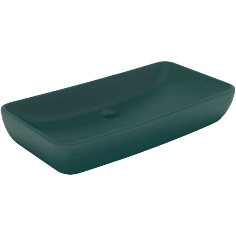 Vidaxl – Vasque à poser rectangulaire 71x38 cm – Céramique vert foncé mat – Installation au-dessus du comptoir – Design moderne et élégant