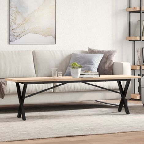vidaXL Table basse cadre en X 160x40x45,5 cm bois de pin massif acier