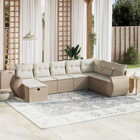vidaXL Salon de jardin avec coussins 8 pcs beige résine tressée (1/4)
