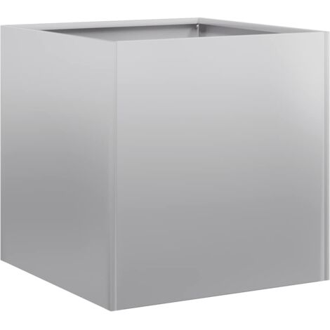Vidaxl – Jardinière en acier galvanisé 40x40x40 cm – Fond ouvert pour drainage efficace – Design moderne pour balcons et patios
