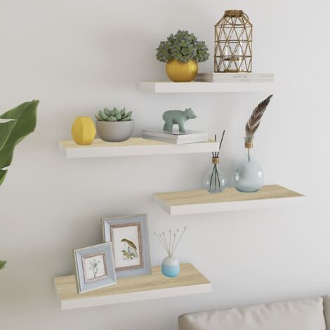 Étagères flottantes 4 pcs chêne et blanc 60x23,5x3,8 cm MDF vidaXL