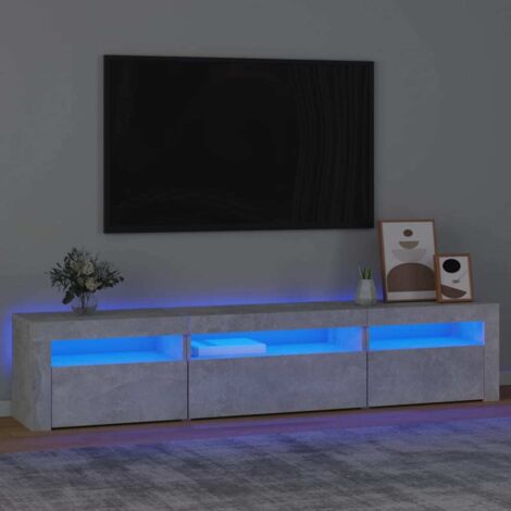 Meuble TV avec lumières LED Gris béton 195x35x40 cm vidaXL