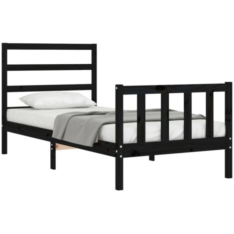 Cadre de lit sans matelas noir bois de pin massif vidaXL (1/5)