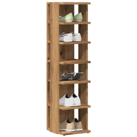 Vidaxl – Armoire à chaussures chêne artisanal 6 étagères – Dimensions 28 x 27 x 102 cm – Bois d'ingénierie facile à entretenir