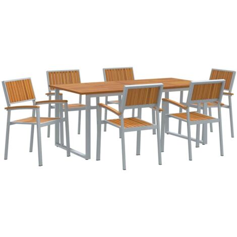 vidaXL Ensemble de salle à manger pour jardin 7 pcs Gris et marron (1/5)