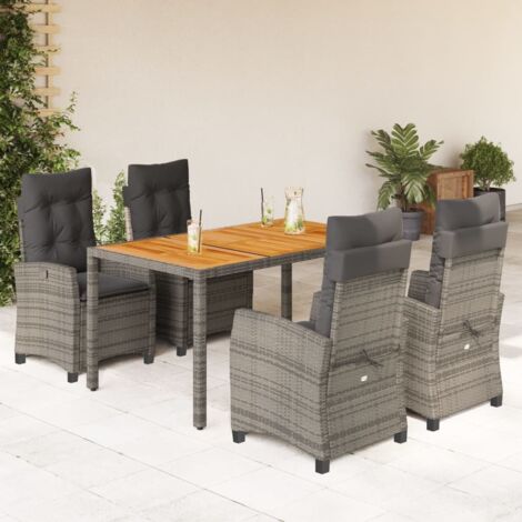 vidaXL Ensemble à manger de jardin 5 pcs coussins gris résine tressée (1/5)