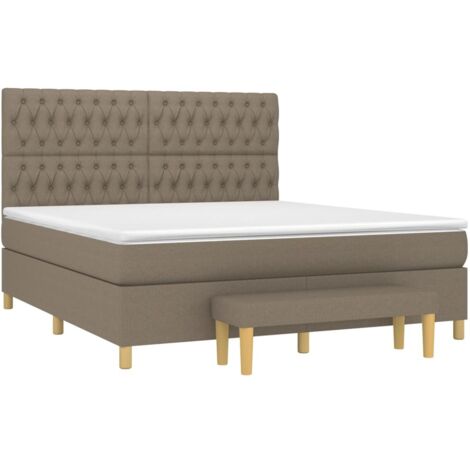 Sommier à lattes de lit avec matelas Taupe 180x200 cm Tissu vidaXL (1/5)