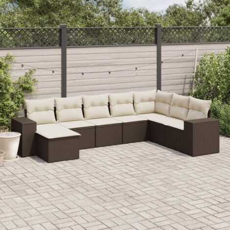 vidaXL Salon de jardin 8 pcs avec coussins marron résine tressée (1/3)