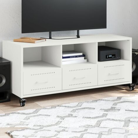 Meuble TV blanc 100,5x39x43,5 cm acier vidaXL833616 (1/5)