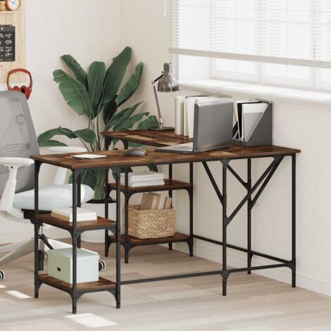 Bureau chêne fumé 139x139x75 cm bois d'ingénierie vidaXL (1/5)