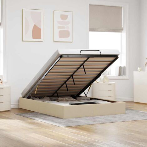 vidaXL Cadre de lit ottoman sans matelas crème 140x200 cm tissu
