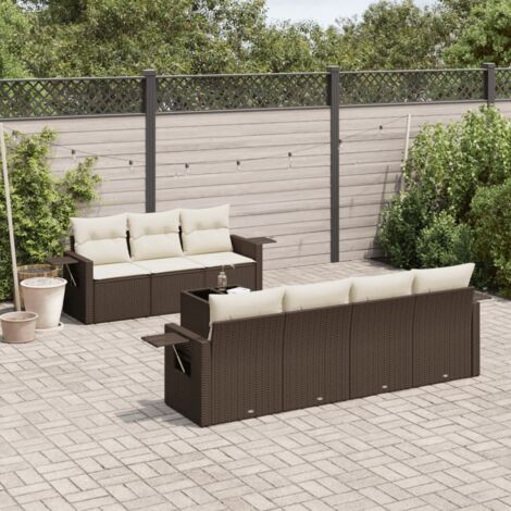vidaXL Salon de jardin 8 pcs avec coussins marron résine tressée (1/3)