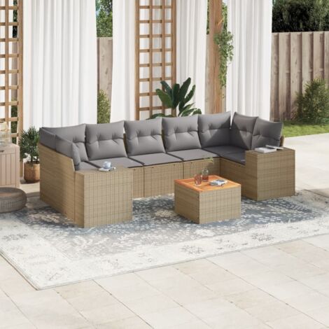Salon de jardin avec coussins 8 pcs beige résine tressée vidaXL (1/3)