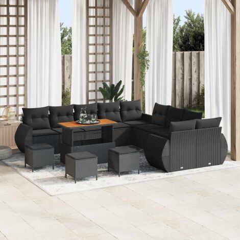 vidaXL Ensemble de canapé de jardin 14 pcs Noir 110 x 55 x 71 cm (1/5)