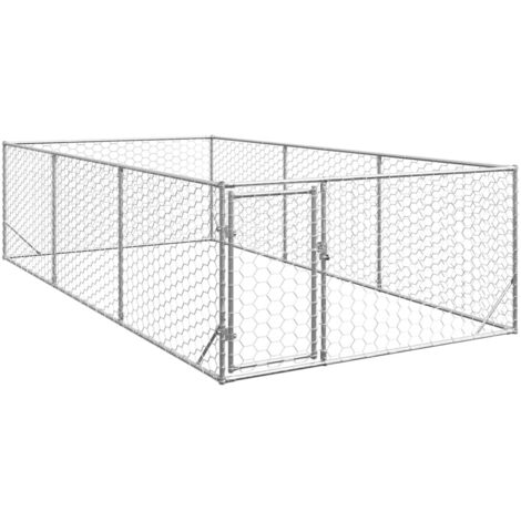 Vidaxl – Chenil d'extérieur pour chiens 2x4x1 m – Acier galvanisé à haute teneur en zinc – Porte verrouillable – Maillage hexagonal respirant