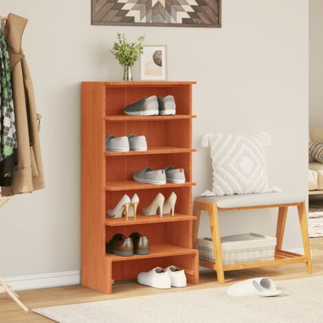 Armoire à chaussures cire marron 52x30x104 cm bois pin massif vidaXL (1/5)
