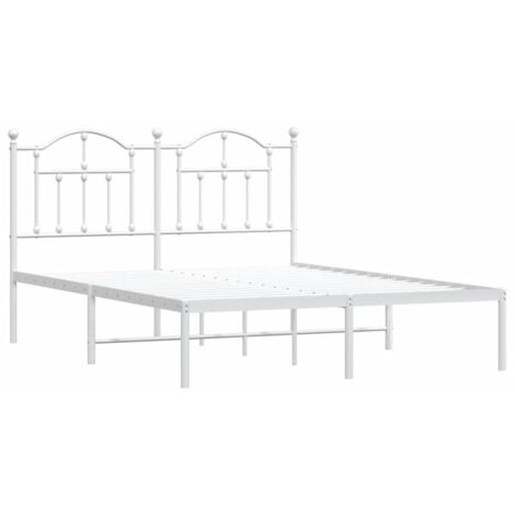 Cadre de lit métal sans matelas et tête de lit blanc 135x190 cm vidaXL (1/5)