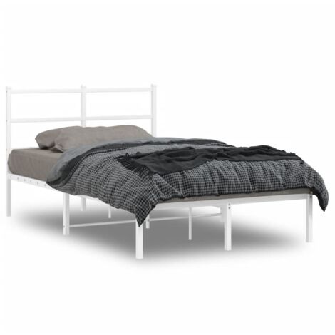 Cadre de lit métal sans matelas et tête de lit blanc 120x200 cm vidaXL (1/5)
