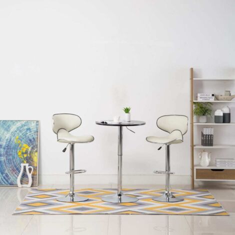 Tabourets de bar Lot de 2 - Tabourets Hauts - Chaises Fauteuil de bar crème similicuir vidaXL (1/5)