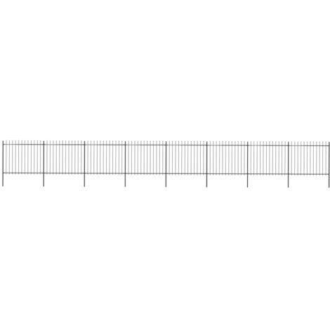 vidaXL Clôture de jardin avec dessus en forme de lance en acier 1426 x 150 cm Noir