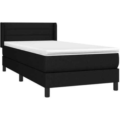 Lit à sommier tapissier et matelas Noir 80x200 cm Tissu (1/5)