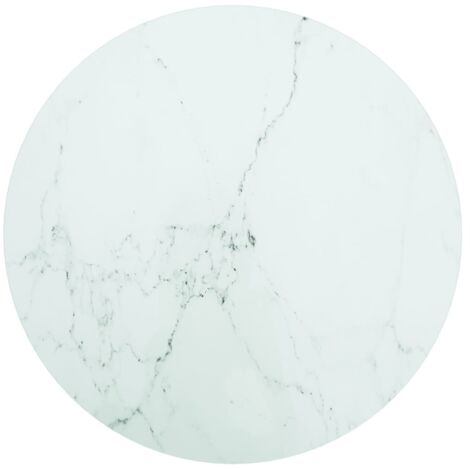 Vidaxl – Dessus de table en verre trempé blanc Ø60x0,8cm – Design marbre élégant – Durable et facile à nettoyer – Pour tables à manger et basses