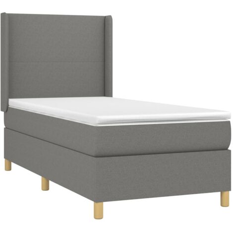 Sommier à lattes de lit avec matelas Gris foncé 80x200 cm Tissu (1/5)