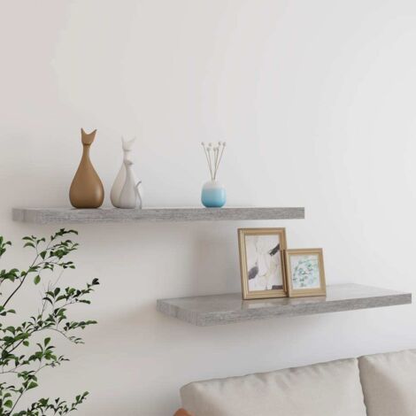 Étagères murales flottantes 2 pcs gris béton 80x23,5x3,8 cm MDF vidaXL