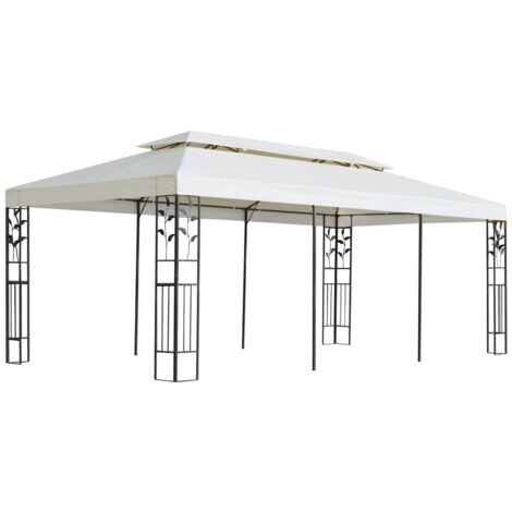 vidaXL Gazebo with Double Roof White 6x3 m Steel (1/5)