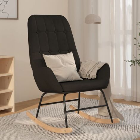 Chaise à bascule Noir Tissu vidaXL