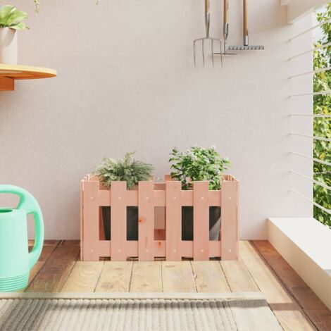 Jardinière avec design de clôture 60x30x30 cm douglas massif vidaXL (1/5)