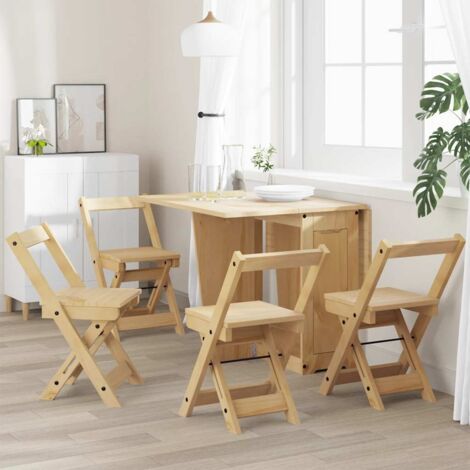 Vidaxl – Chaise pliante en bois de pin – Lot de 4 – Repose-pieds intégré pour confort – Design pliable pour rangement facile