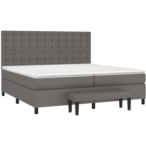 Sommier à lattes de lit avec matelas Gris 200x200 cm Similicuir vidaXL (1/5)