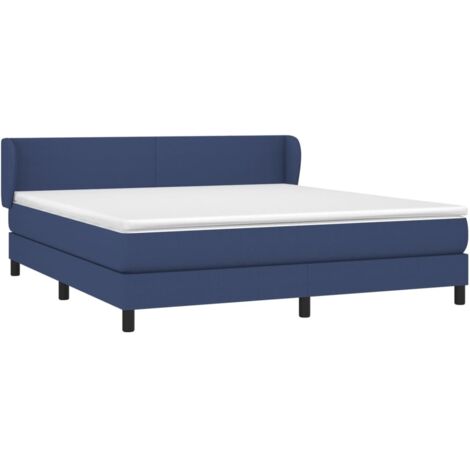 vidaXL Sommier à lattes de lit avec matelas Bleu 160x200 cm Tissu (1/5)