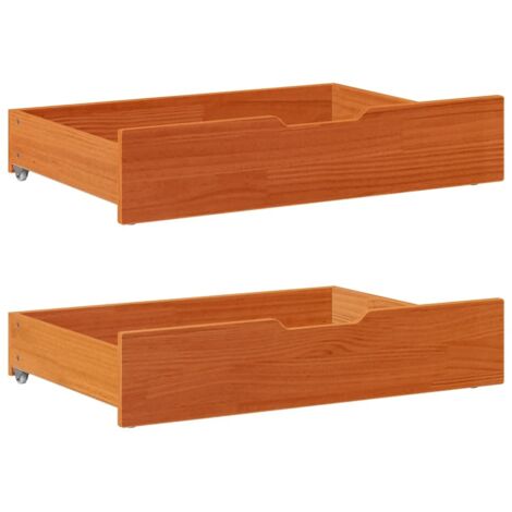 vidaXL Tiroirs sous le lit 2 pcs brun cire 80x55x16 cm pin massif