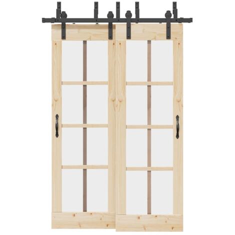 vidaXL Sliding Door Hardware Kit 152,5 cm Steel Black (1/5)