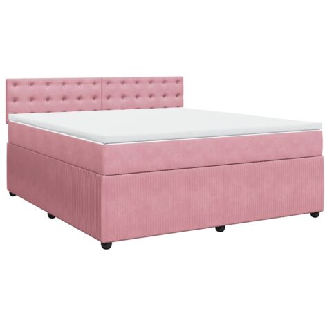 Sommier à lattes de lit avec matelas Rose 180x200 cm Velours vidaXL (1/5)