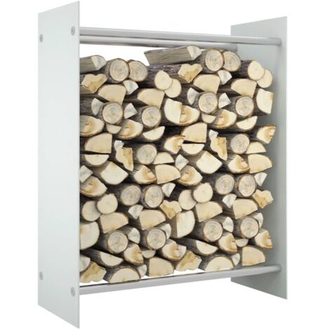 Portant de bois de chauffage Blanc 80x35x100 cm Verre trempé vidaXL (1/5)