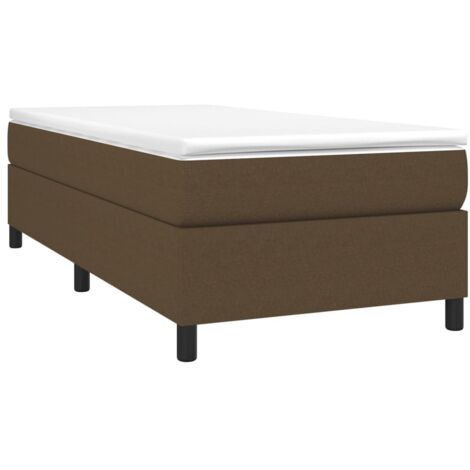 vidaXL Cadre de lit à lattes marron foncé 90x190 cm tissu (1/5)