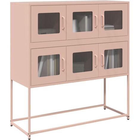 vidaXL Buffet rose 100,5x39x107 cm acier laminé à froid (1/5)